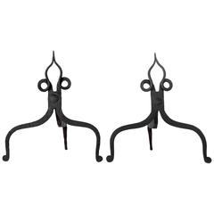 Wrought Iron Andirons, circa 1920 12