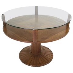Oak and Tempered Glass Coffee Table Ascribable to Osvaldo Borsani, 1940s