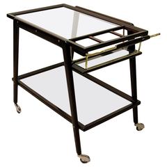 Most Elegant Vienna Serving Trolley Bar Cart Dark Mahogany Stained, circa 1940