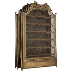 Five-Panel Folding Brass Fire Screen with Beaded Details for Fireplace 7