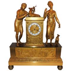 Wonderful French Empire Doré Bronze Figural Clock Big Napoleon III 19th Century