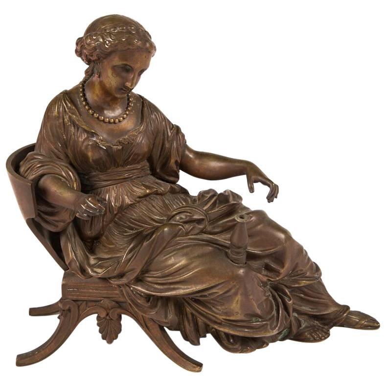 Bronze Sculpture of a Reclining Woman For Sale