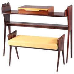 Italian Rosewood Console Table with Integrated Bench Attributed Ico Parisi 5