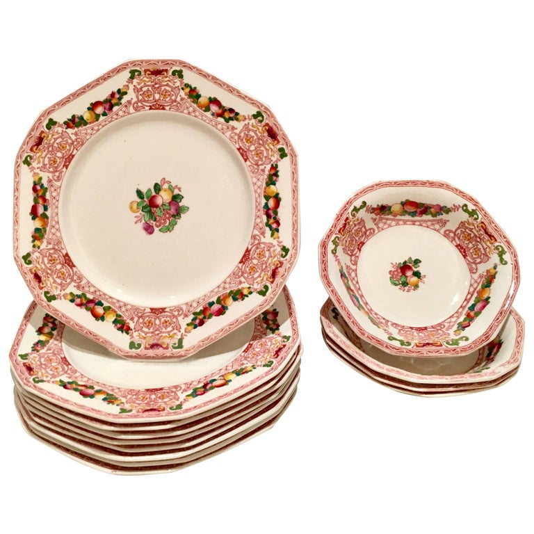 Antique English Ironstone Dinnerware "Lawton" By Alfred Meakin S/13 For