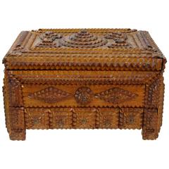 Lovely Footed Heart Themed Tramp Art Box 5