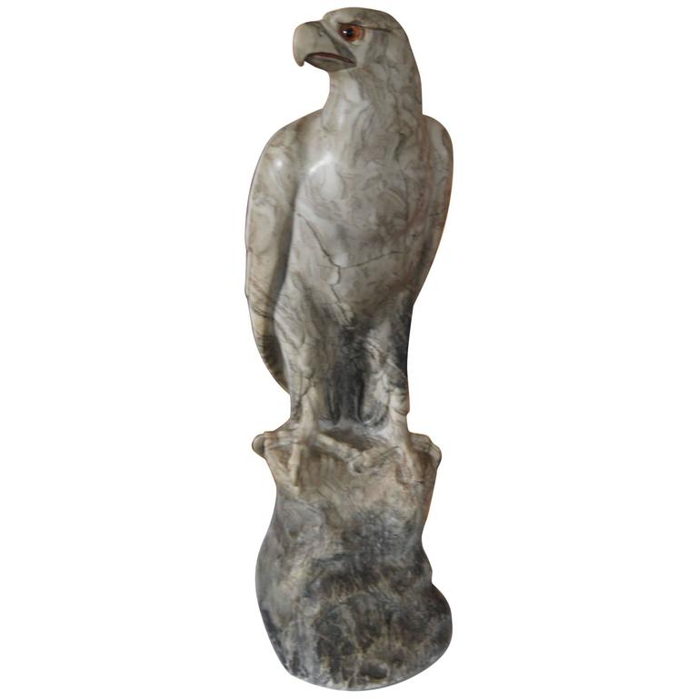 Antique Marble Eagle Bald Eagle Sculpture with Signature Rare and