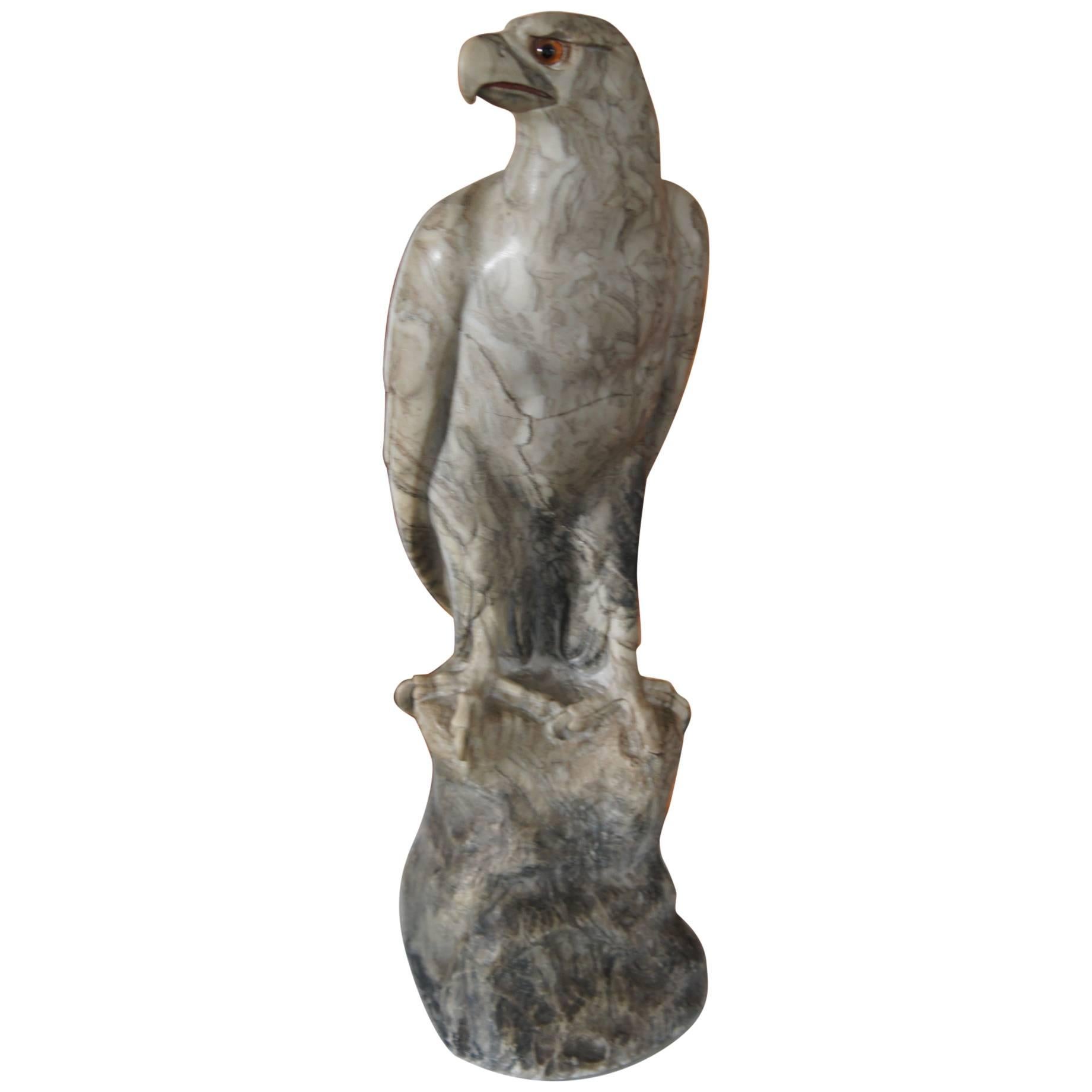 Antique Marble Eagle / Bald Eagle Sculpture w. Signature Rare & Impressive Art