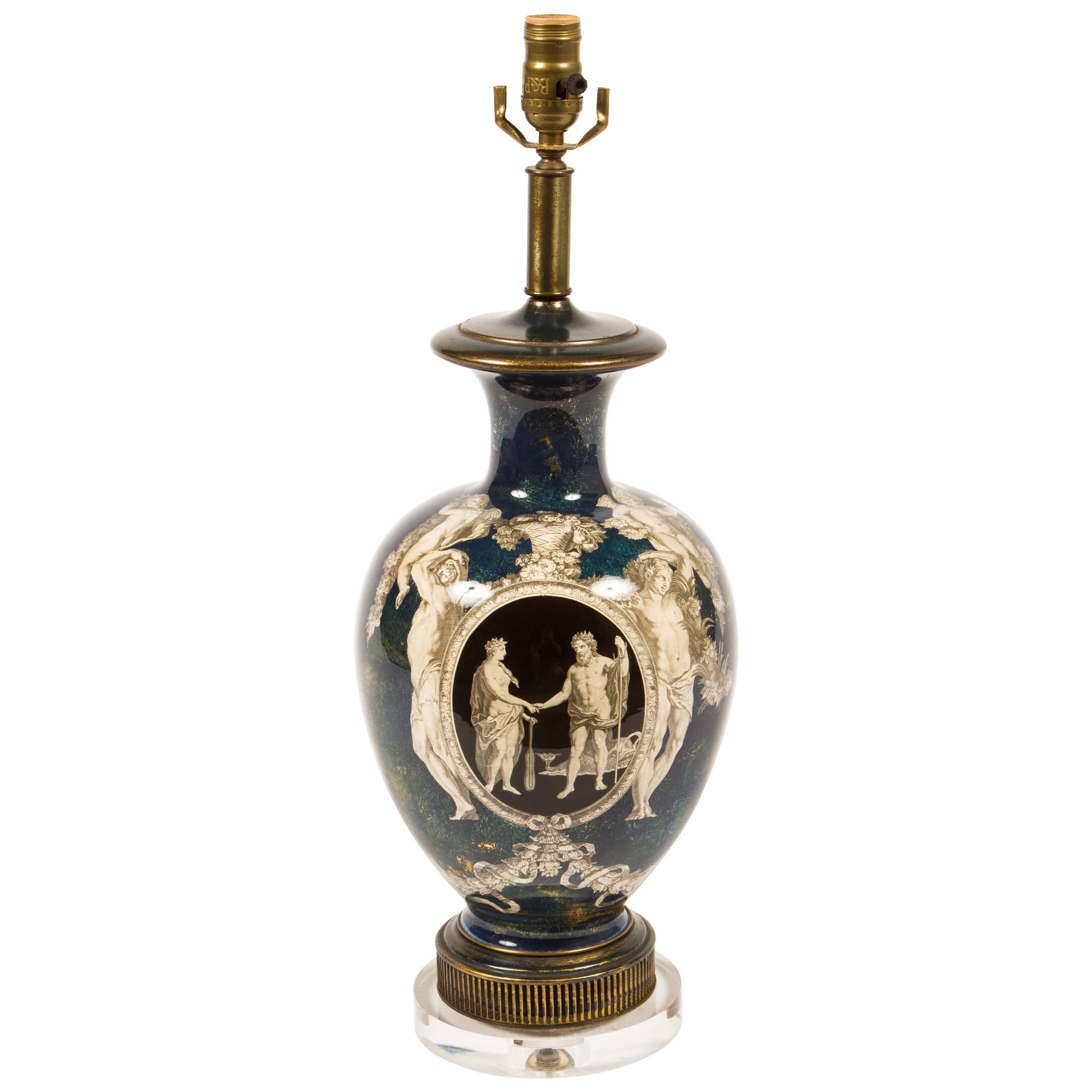 Decoupage Glass Lamp in the Neoclassical Style