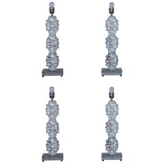 Pair of Table Lamps in Clear Murano Glass, circa 1980 4