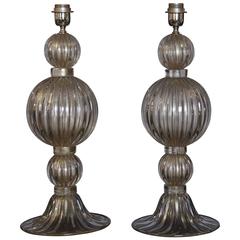 Pair of Handblown Venetian Glass Table Lamps