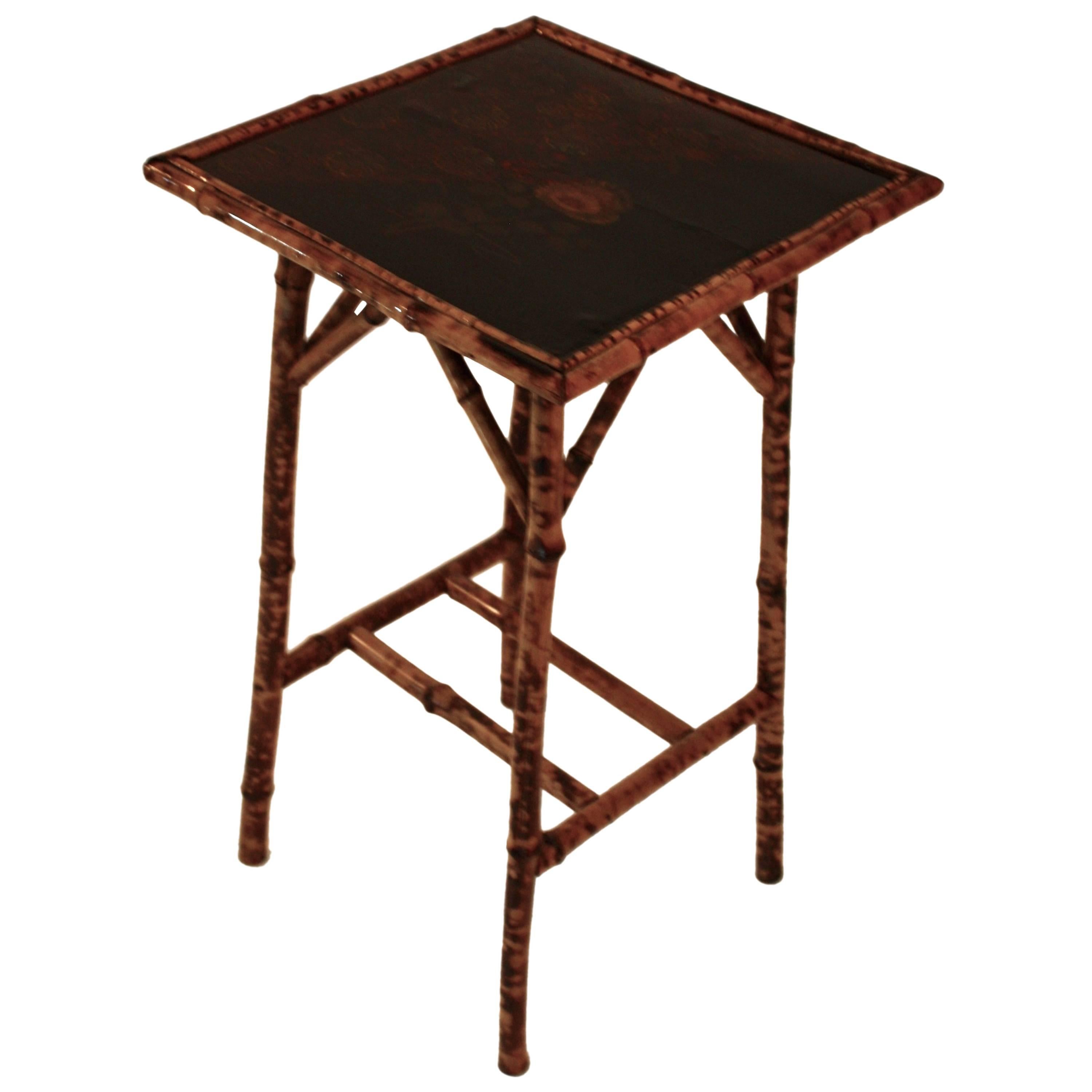 Lacquered Chinoiserie Side Table For Sale
