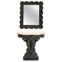 Vintage Cast Plaster Console and Mirror by Francis Elkins