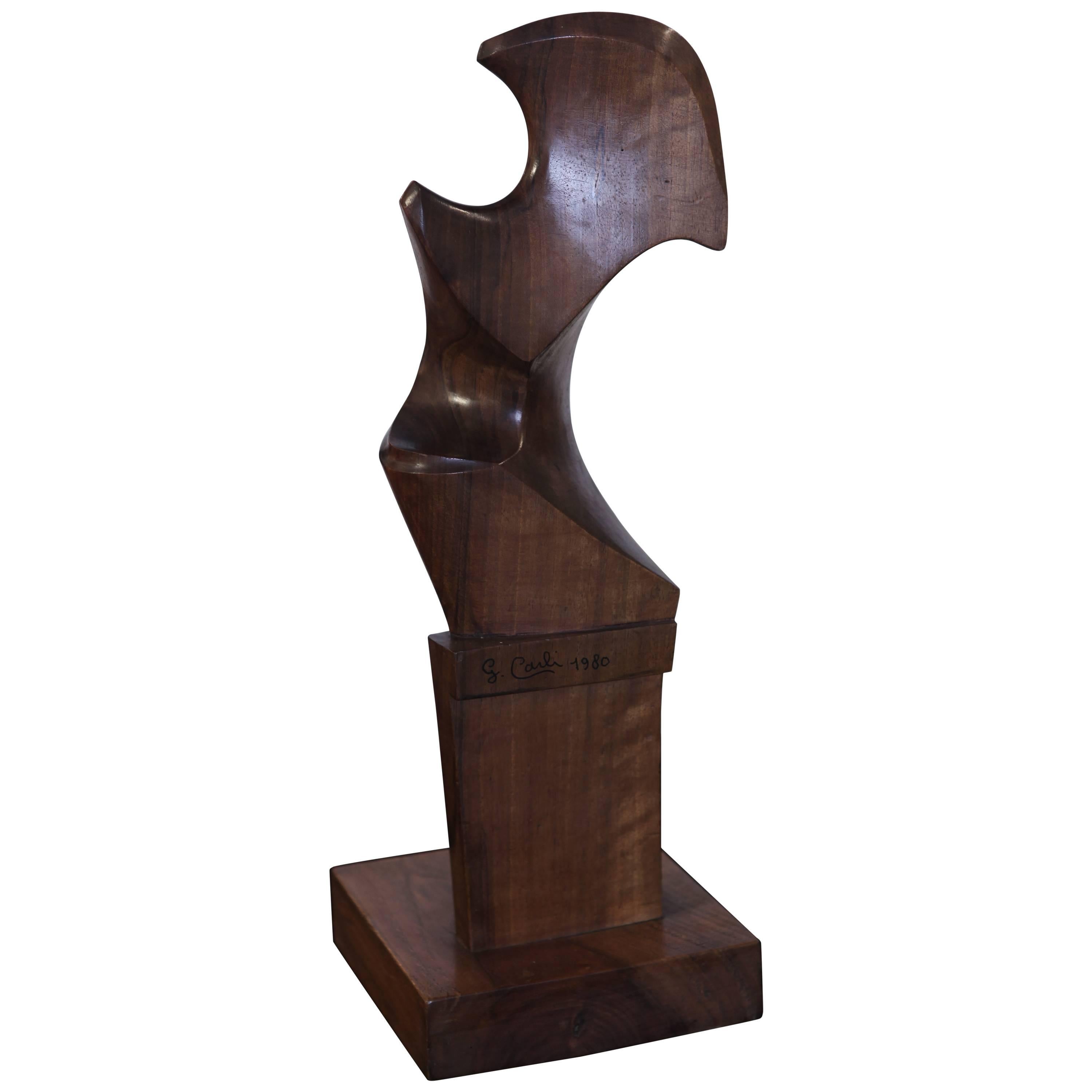 1980, Wood Sculpture by G. Carli