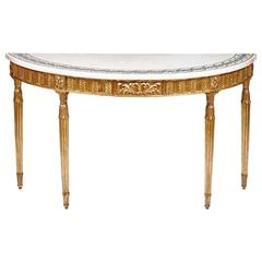 Late 18th Century Gilt Console Table with Inlaid Marble Top 1