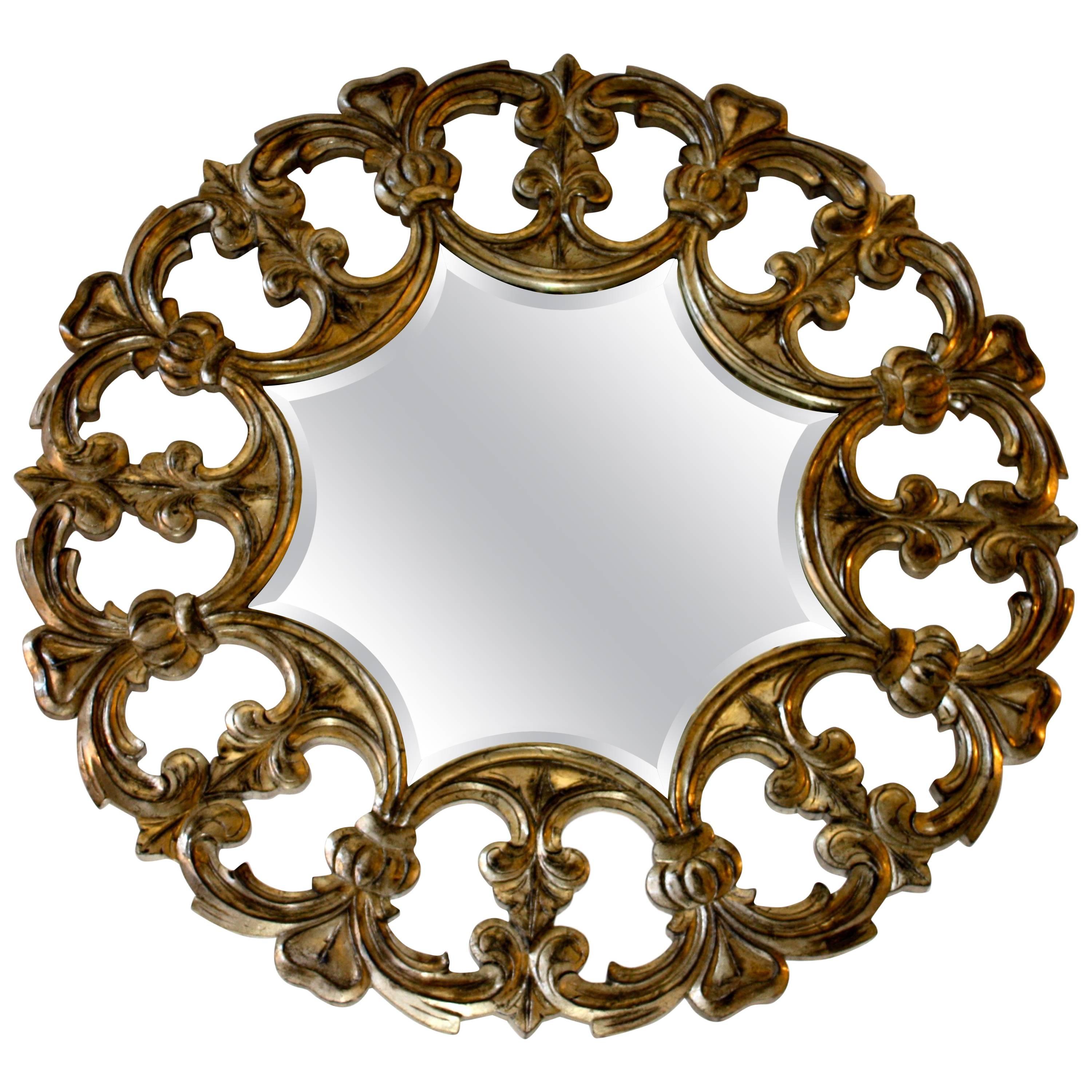 Silvered Gilt Carved Mirror For Sale