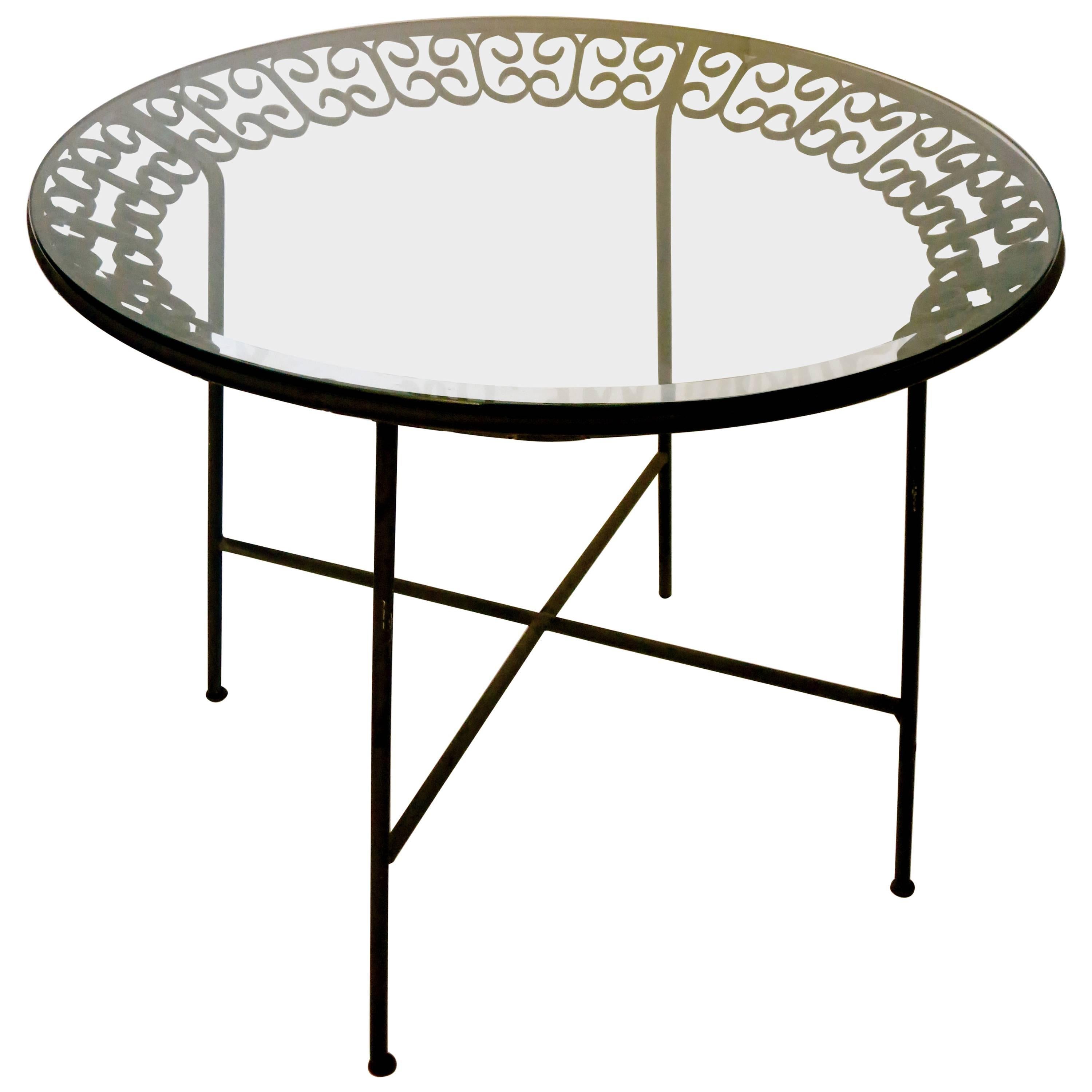 1950s Black Enameled Iron Petite Dinning Table by Arthur Umanoff Grenada Series