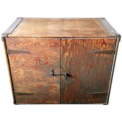 Vintage Industrial Wood Steal Cabinet