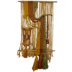 Vintage Large 1960s Macrame Fiber Art