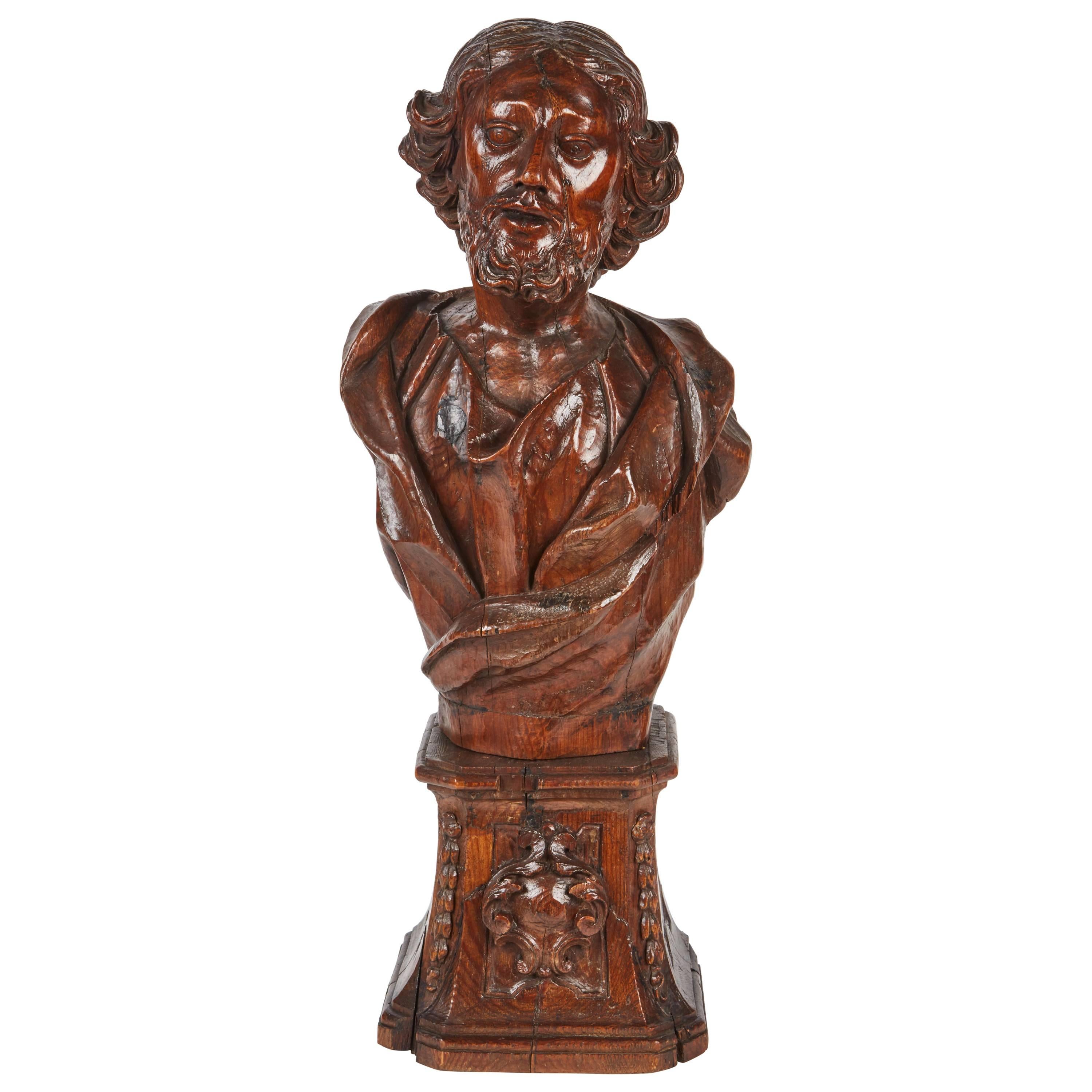 Mid 18th Century Wooden Italian Bust