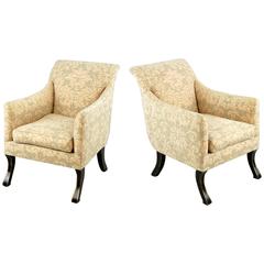 Vintage Exceptional Pair of Rose Tarlow Armchairs Covered in Fortuny Fabric