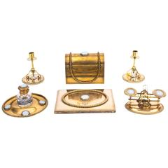 Antique Brass and Jasperware Desk Set James Howell 19th Century