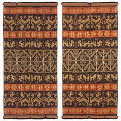 1920-1940s Pair of Hinggi Kombu, Man's Ceremonial Shoulder Wrap