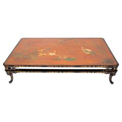 Vey Big Chinese Style Lacquer Coffee Table from 1950, Top from 19th Century