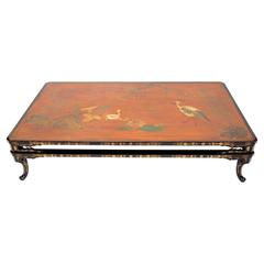 Vey Big Chinese Style Lacquer Coffee Table from 1950, Top from 19th Century