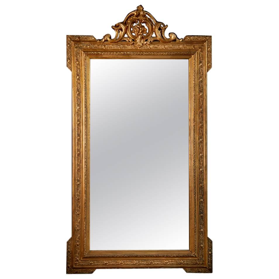 Napoleon III Second Empire Gilt Rectangular Wall Mirror, France, 19th Century