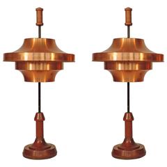 Spectacular and Large Pair of Copper Table Lamps 6