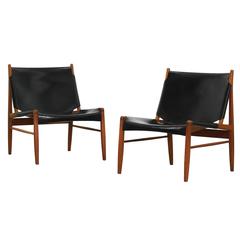 Vintage Rare pair of Hunting Lounge Chairs by Franz Xaver Lutz for WK Möbel, 1958