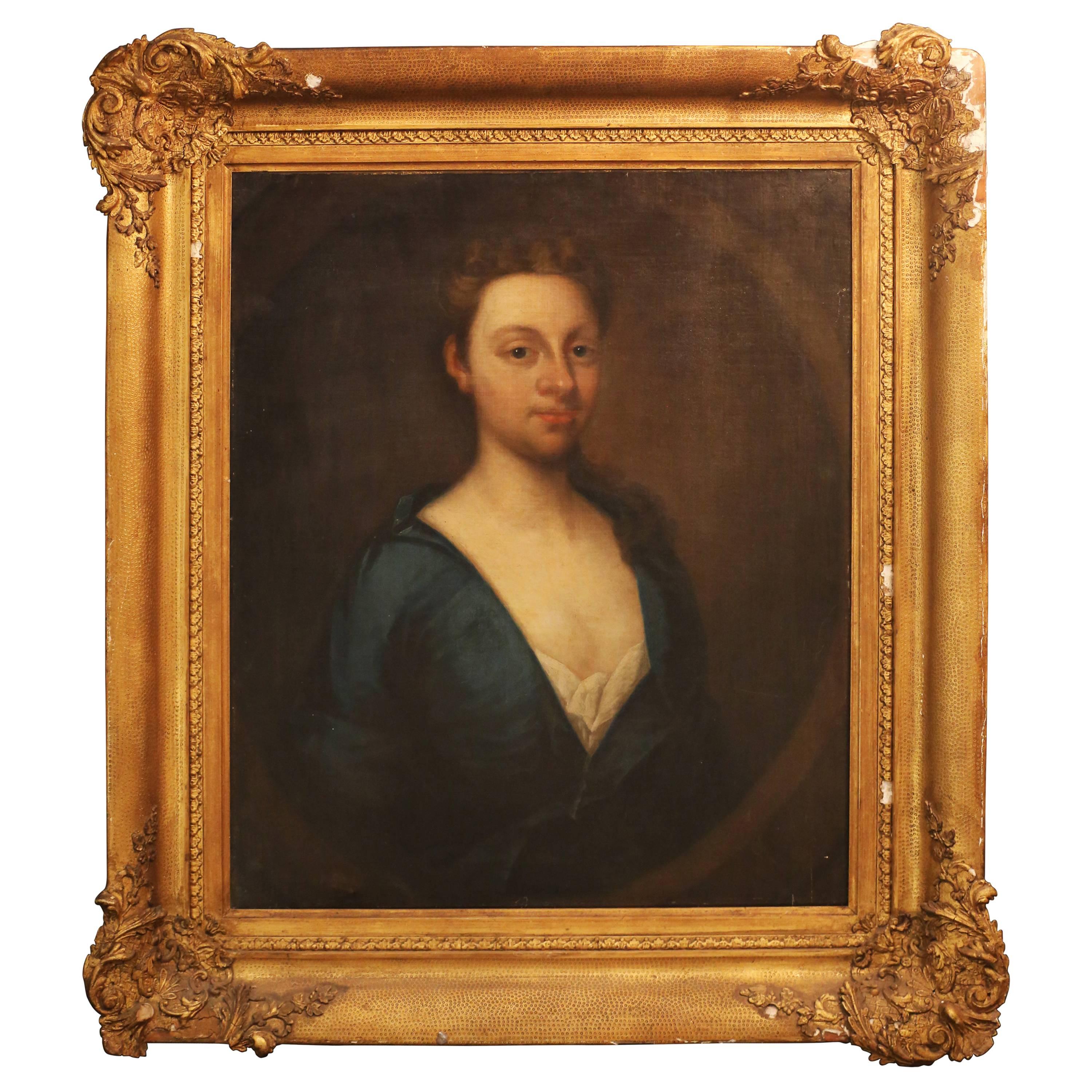18th Century Oil Painting of a Lady For Sale