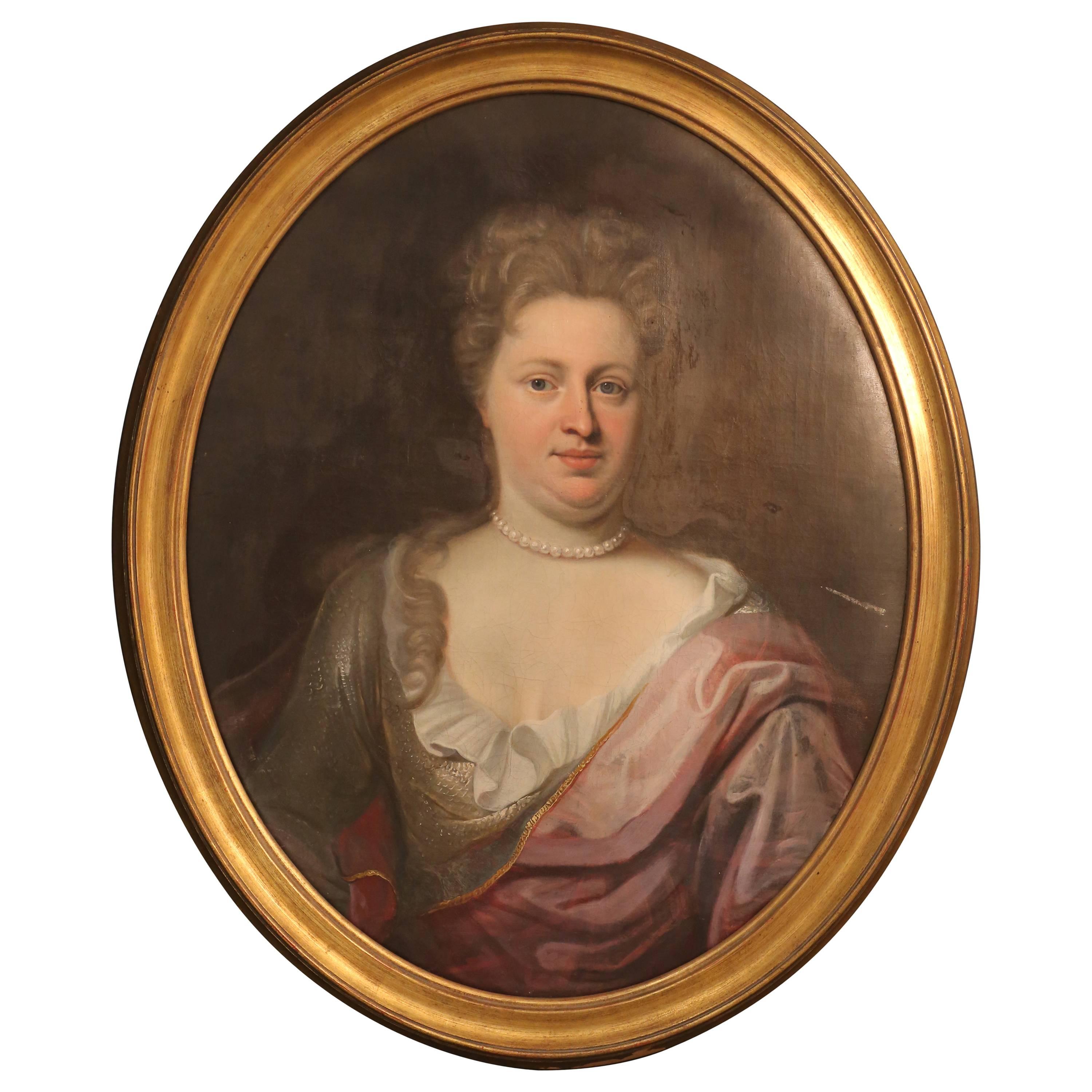 Early 18th Century Oil Painting of a Lady For Sale