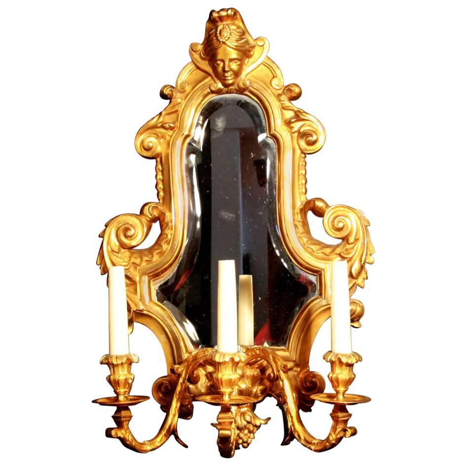 Louis XVI Style Mirrored Girandole For Sale