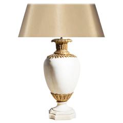 White Statuary Marble Baluster Lamp with Gold Mounts