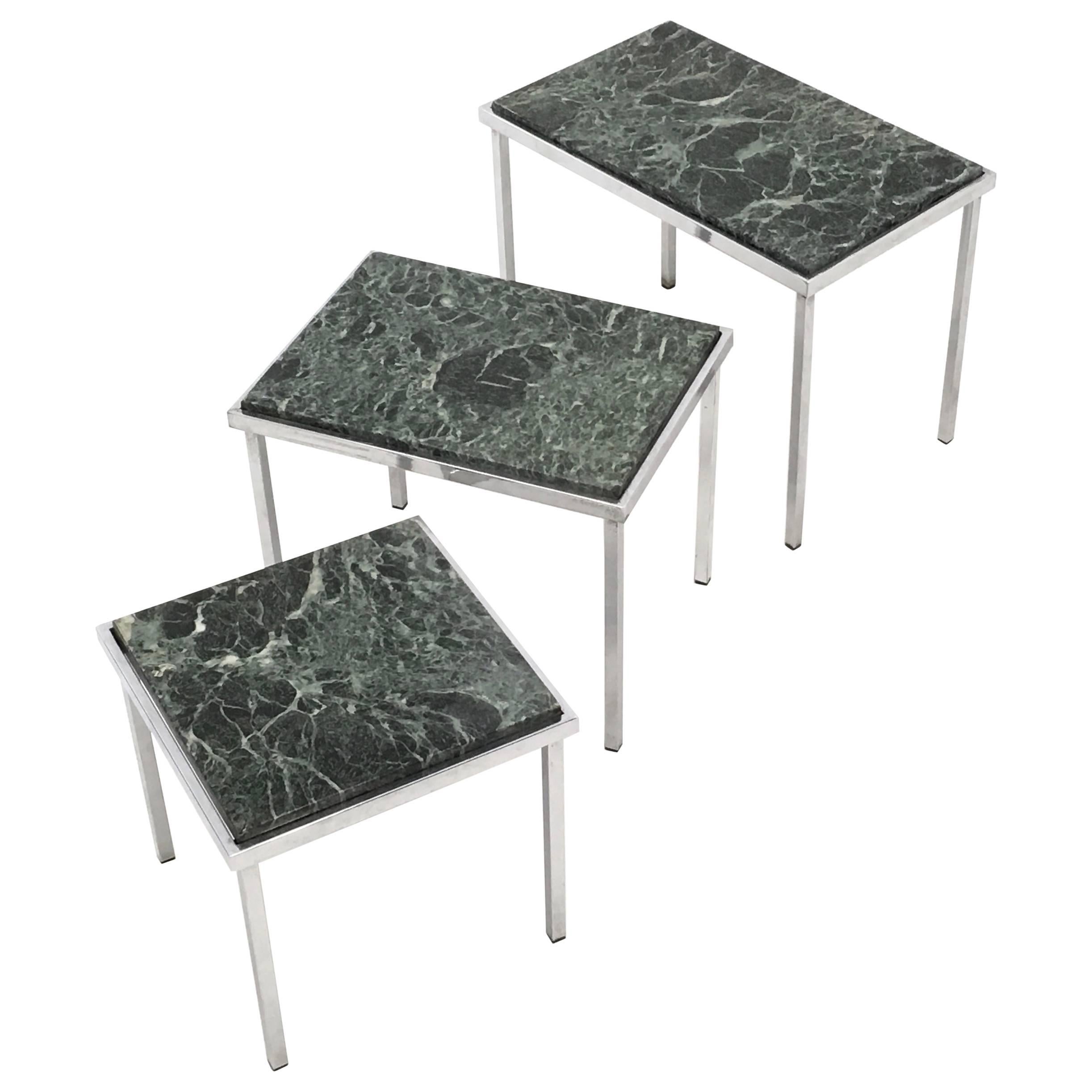 Green Alps Marble Nesting Tables, Italy, 1970s