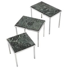 Vintage Green Alps Marble Nesting Tables, Italy, 1970s