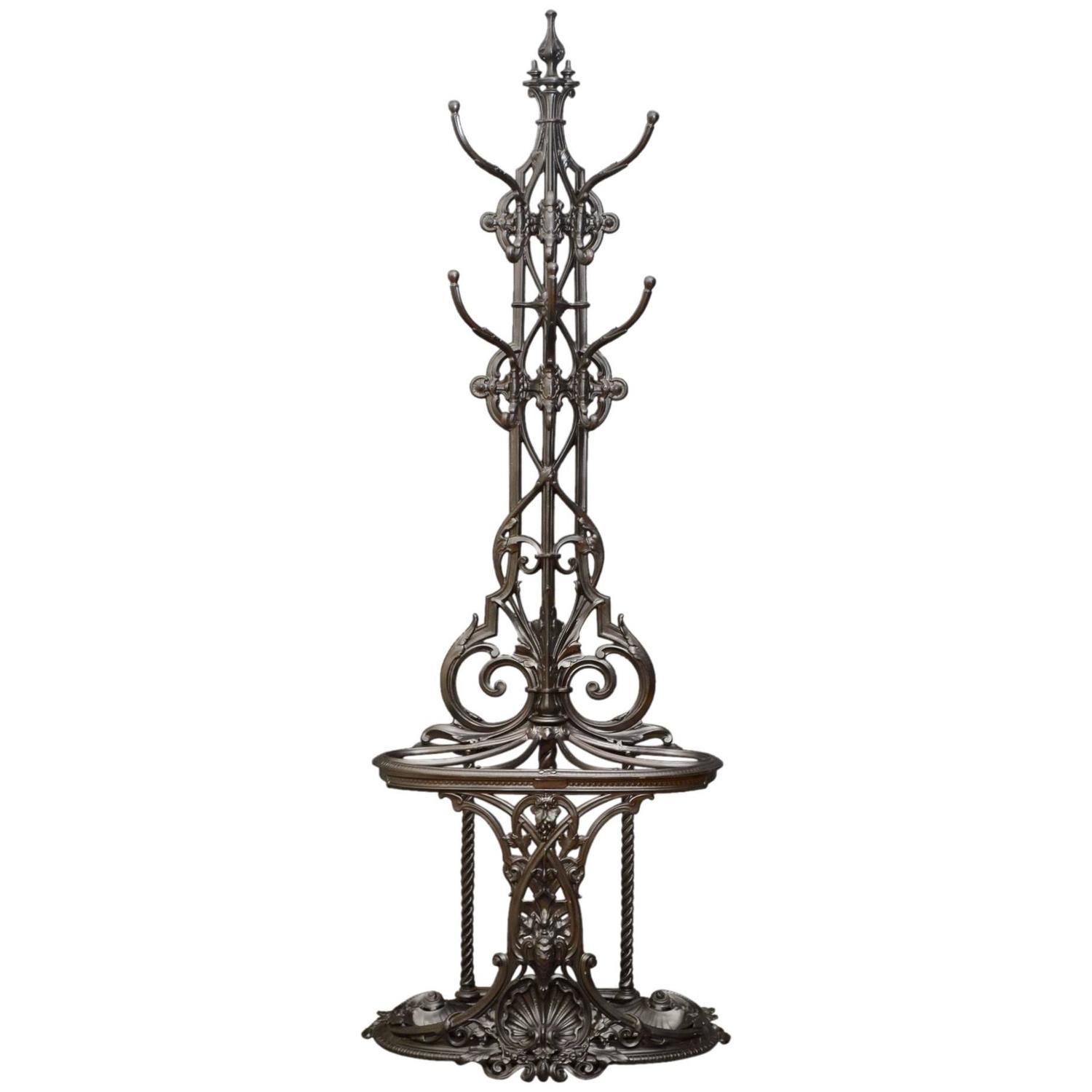 Exceptional Coalbrookdale Cast Iron Hall Stand, Coat Stand For Sale at