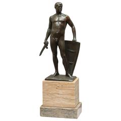 Male Nude Figure of a Roman Warrior, Artist Signed