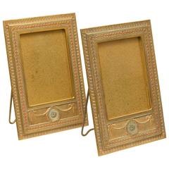 Pair of Gilt Bronze and Enameled Tiffany Studios Picture Frames