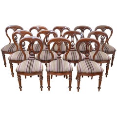 Quality Set of 12 Victorian Mahogany Dining Chairs by J. Reilly