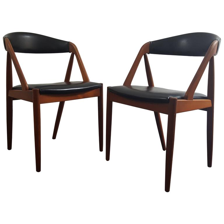 Pair of Kai Kristiansen Model 31 Teak 'A' Frame Chair for Schou Andersen,  1960s at 1stDibs