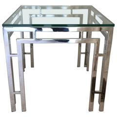 Handsome Chrome and Glass Mid-Century Modern Side Table Handsome Chrome and Glass Mid-Century Modern Side Table