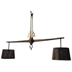 Antique Spanish 18th Century Butcher's Scale Transformed into a Chandelier