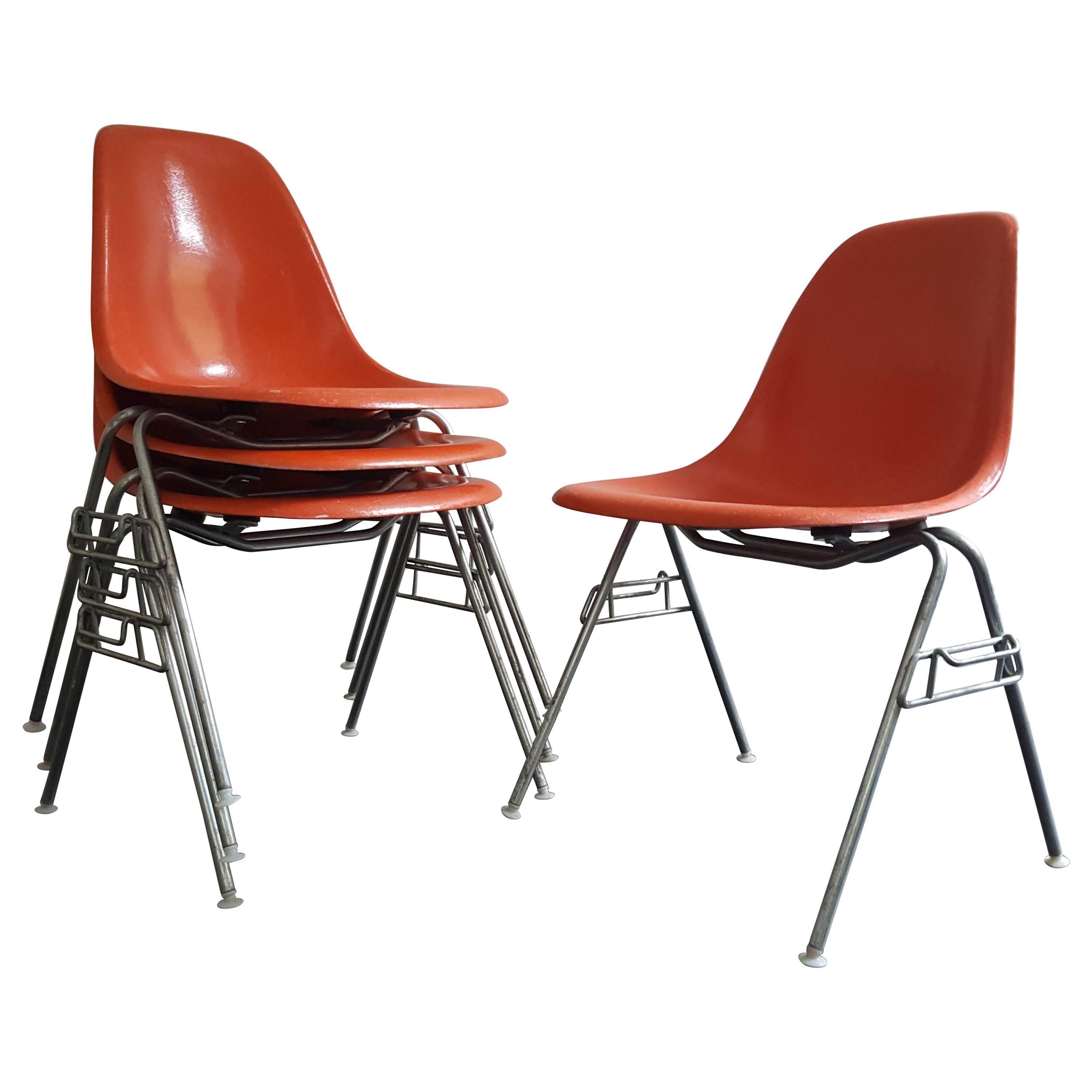 Original Set of Four Charles & Ray Eames DSS Herman Miller Chairs