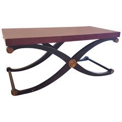 Ebonized Hollywood Regency Jansen Style X-Bench or Coffee Table