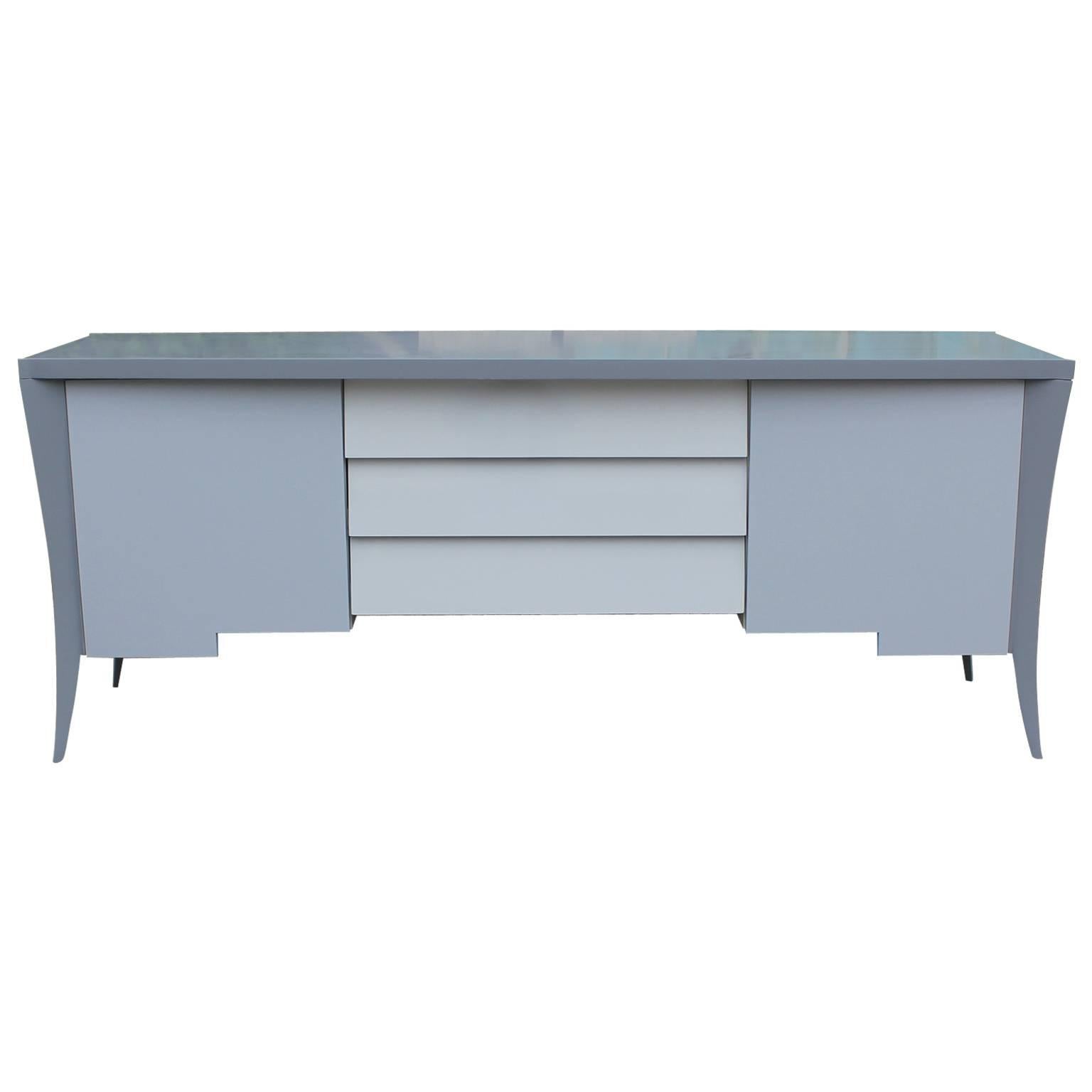 Grey Tone Sculptural Lacquered Post Modern Sideboard
