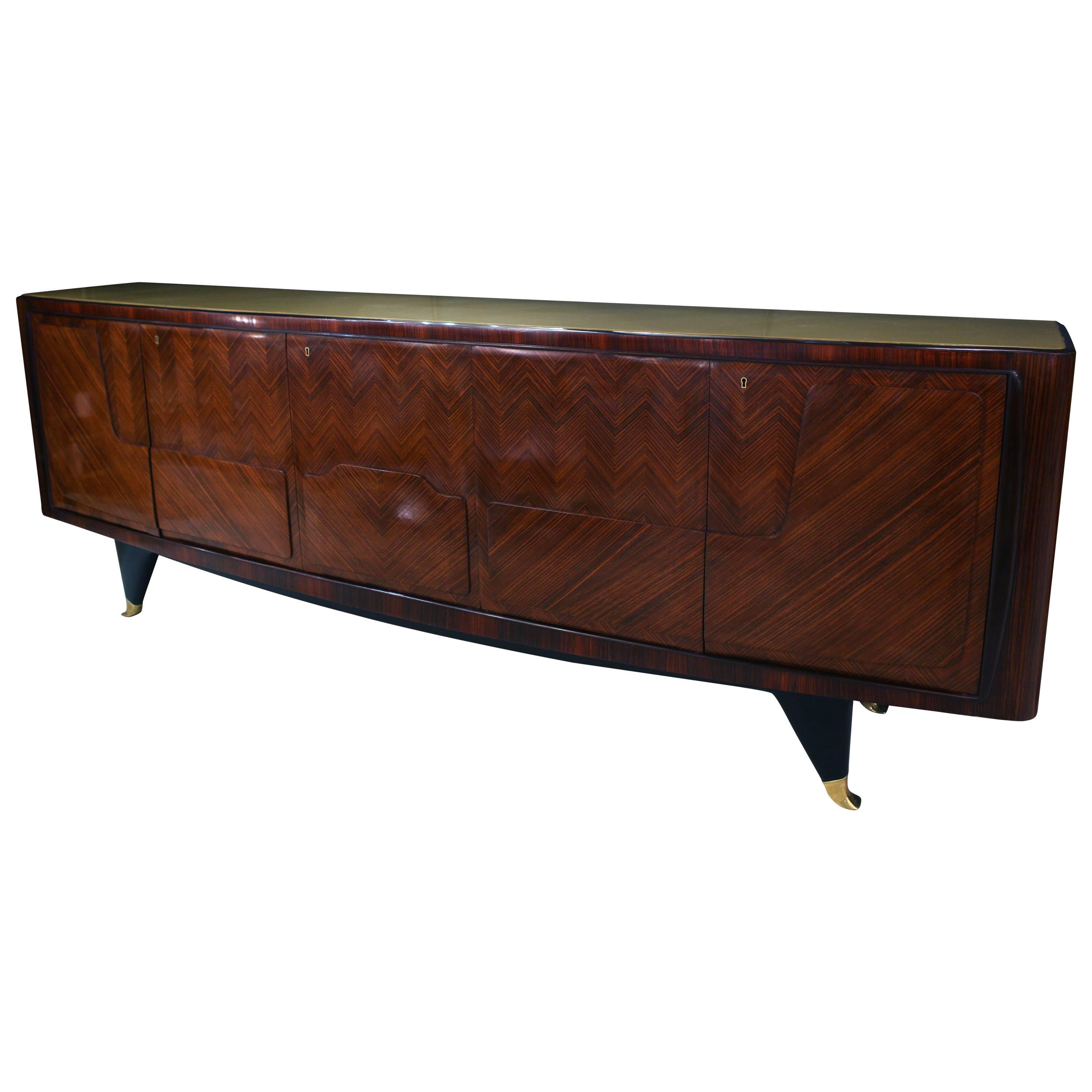 Outstanding Walnut Sideboard, Italy 1940s For Sale