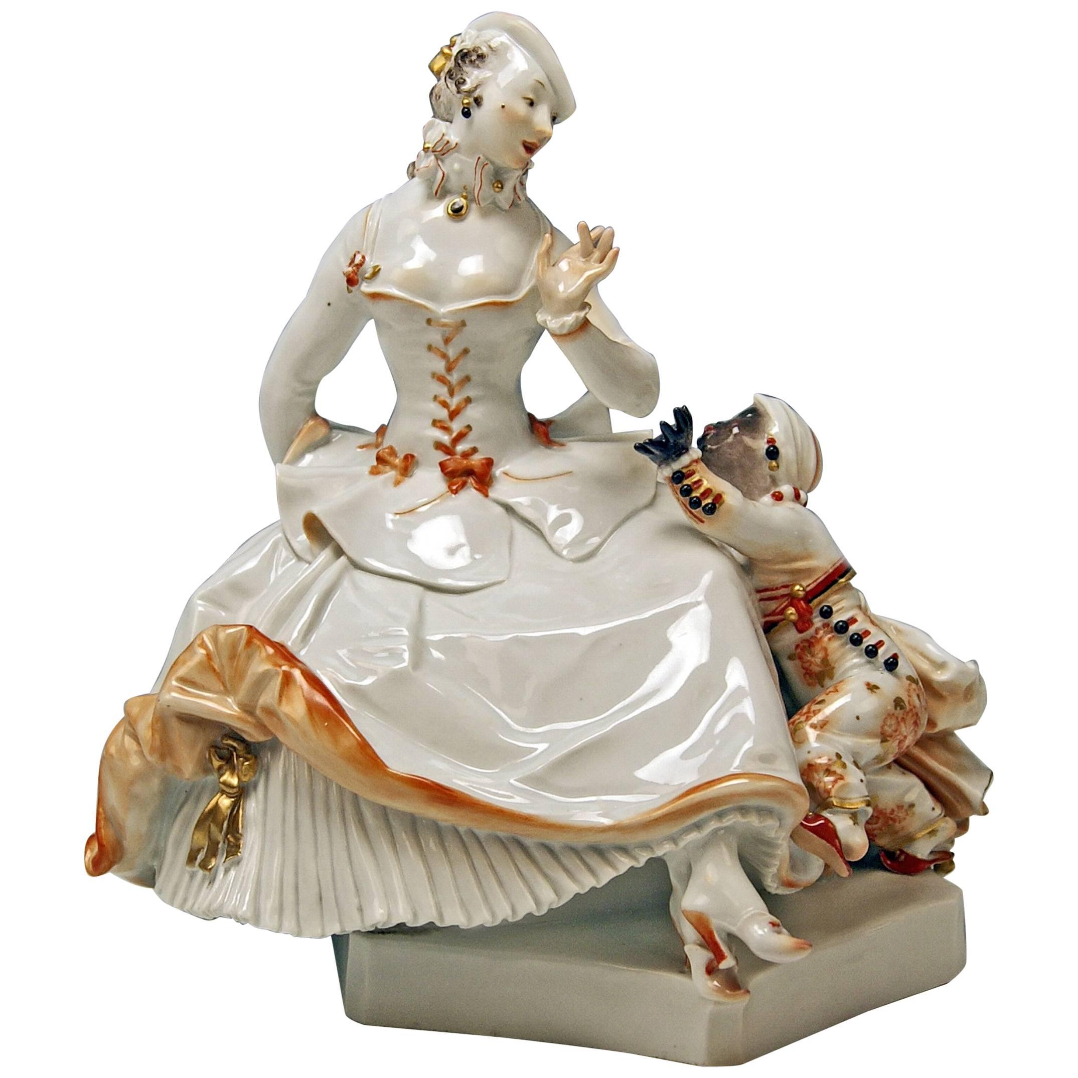 Meissen Figurine Group Lady and Black Boy by Paul Scheurich made c.1920-21
