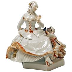 Groupe de figurines de Meissen - Dame et garçon noir par Paul Scheurich:: vers 1920-21